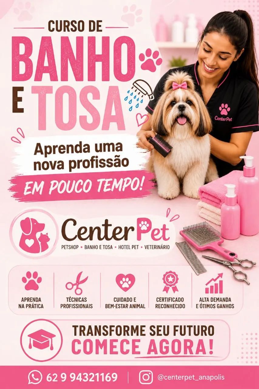 Curso presencial de banho e tosa