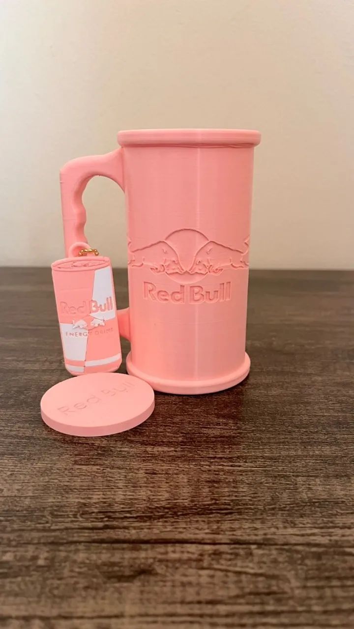 Kit Caneca com Tampa e Abridor de Lata - Estampa Red Bull
