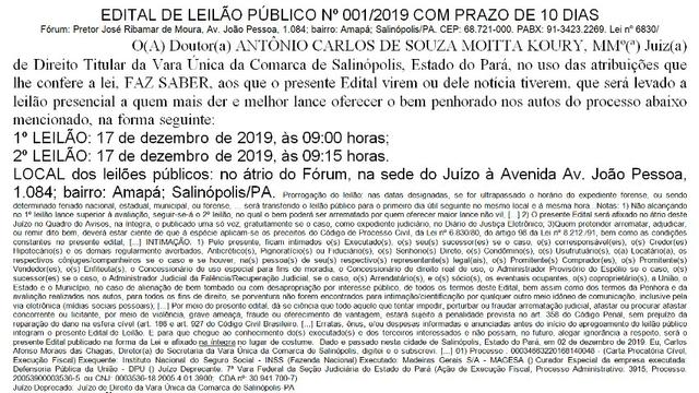 Imóvel rural, de frente p/ o Oceano Atlântico, com 28,4 hectares em Salinópolis-PA