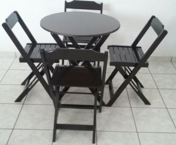 Mesa e cadeira dobrável 68x68, 1,20x68, redonda e bistrô cor tabaco - Foto 3