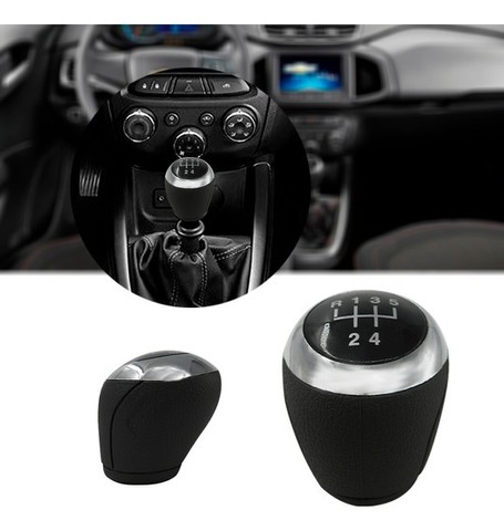 Bola de Câmbio 5 e 6 Marchas P/ Chevrolet Onix Prisma Cobalt Spin - Tampa Preta e Cromada