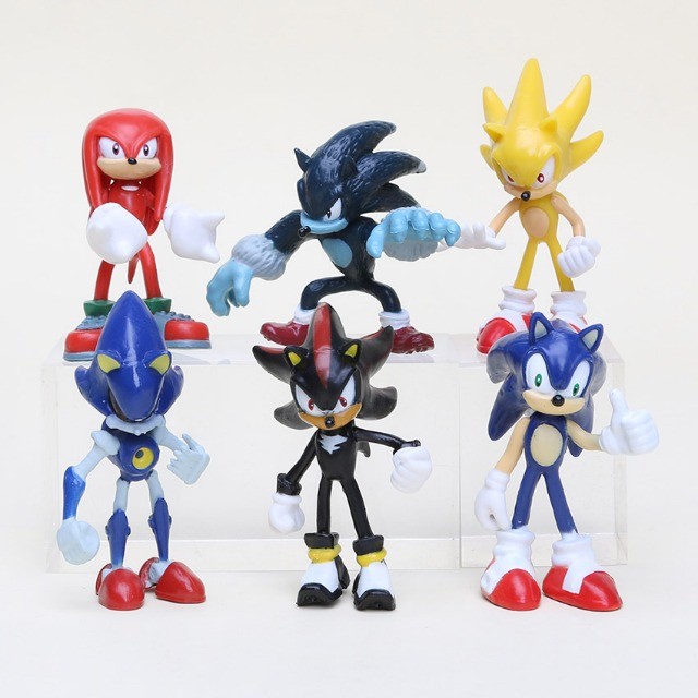 6 BONECOS do SONIC THE HEDGEHOG - (SONIC, SUPER SONIC, METAL SONIC, SONIC  LOBO, KNUCKLES) 