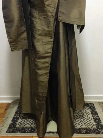 Vestido Alfaiataria Longo Ouro Velho Tamanho P Impecável - Foto 5