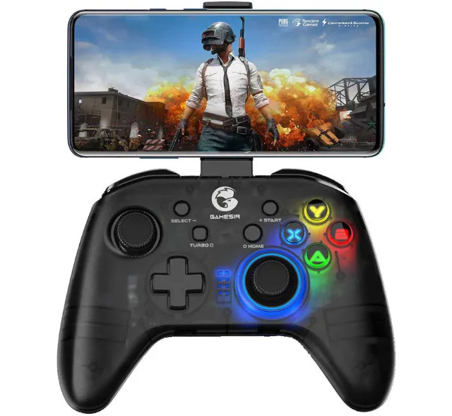 GameSir Controle de jogos sem fio T4 Pro para Windows 7 8 10  PC/iPhone/Android/Switch, Joystick de gamepad de celular Bluetooth Dual  Shock USB para jogos Apple Arcade MFi, retroiluminação de LED  semitransparente 