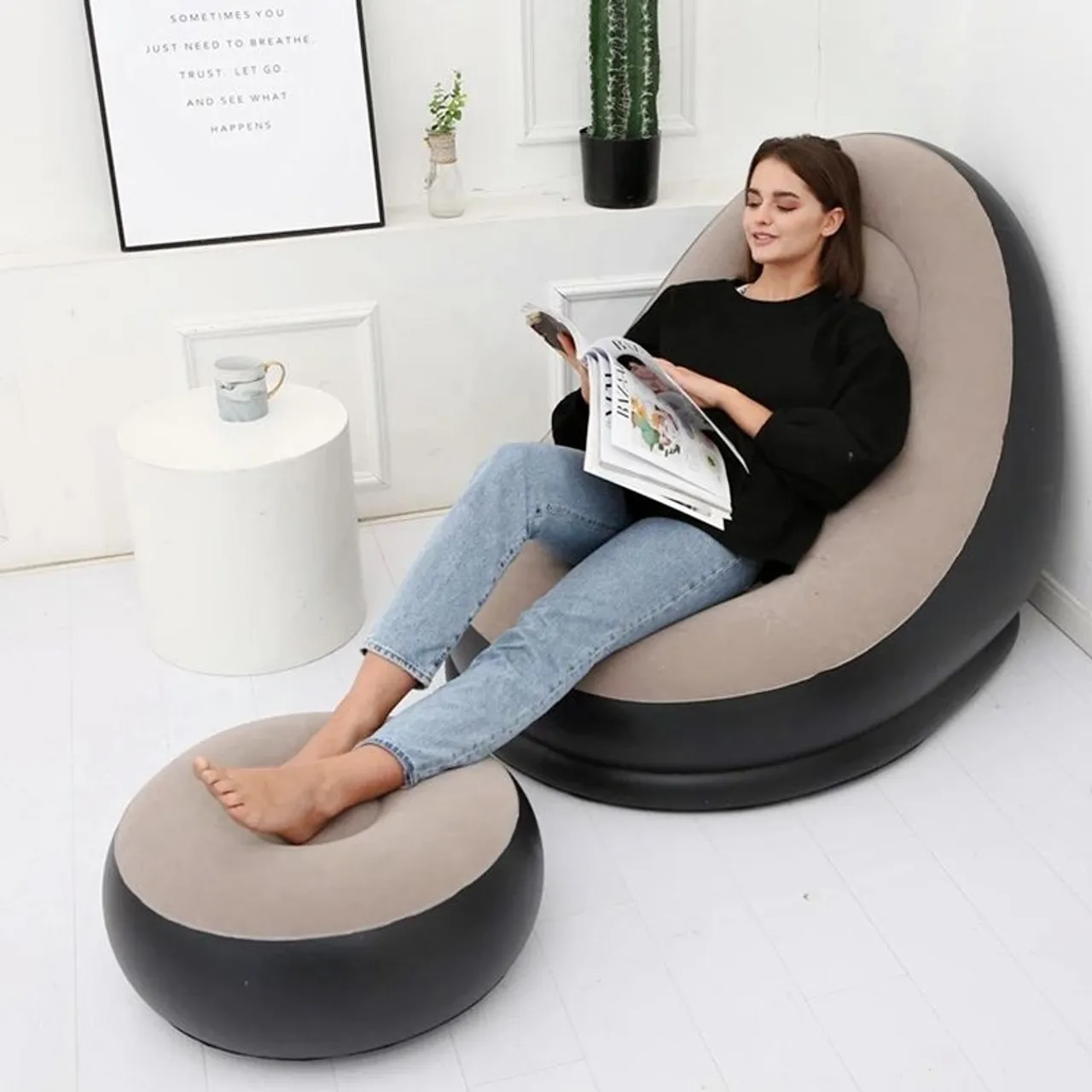 Poltrona Inflável com Puff - Conforto e Estilo para sua Casa!