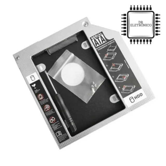 Adaptador Caddy Dvd Para Segundo HD Ou Ssd 2.5 Sata 12.7mm - Foto 4