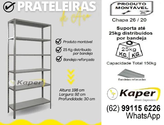 Estante de aço / prateleira de aço Prof. de 30cm ( produto novo ) Promoção
