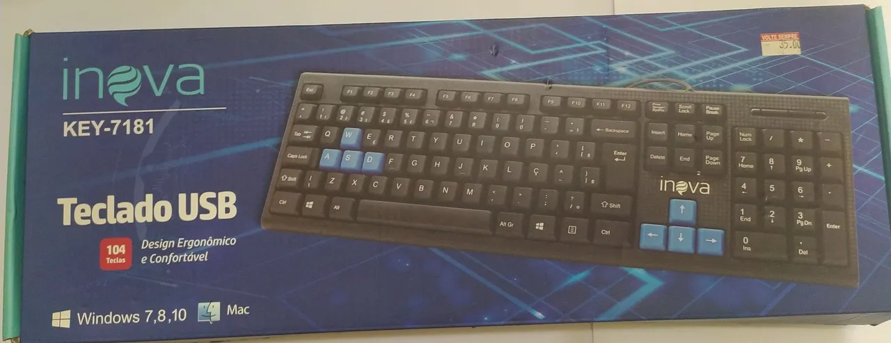 Teclado USB para windows 7,8,10 MAC