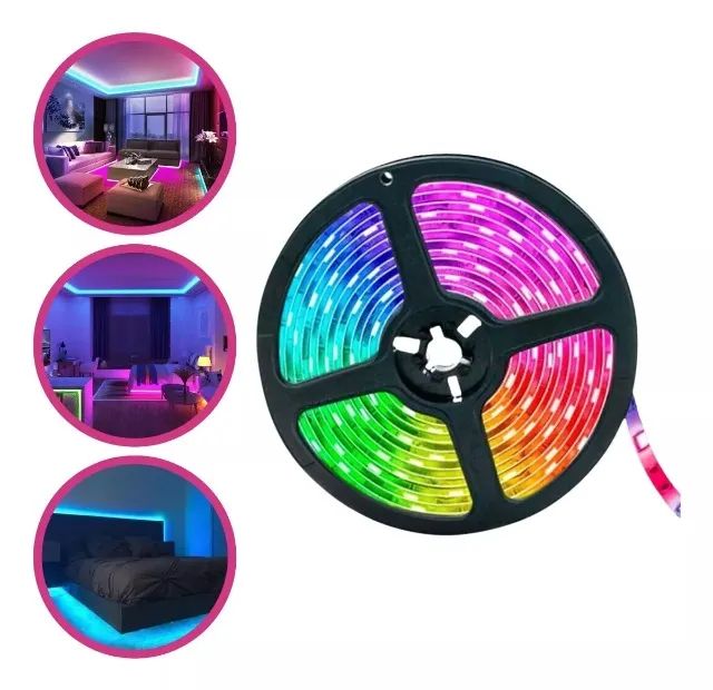Kit Fita Led 2835 Rgb 5m Colorida 16 Cores Quarto Sala Decoração Com Fonte Controle Sensor - Foto 6