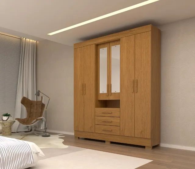 Roupeiro 6 Portas Debora Capelinha 100% MDF com Espelho - ACP Moveis