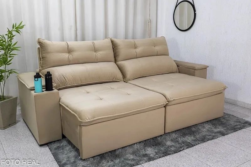 Sofá Retrátil Reclinável 2.50m Luma Molas Bonnel Espuma D33 rf65