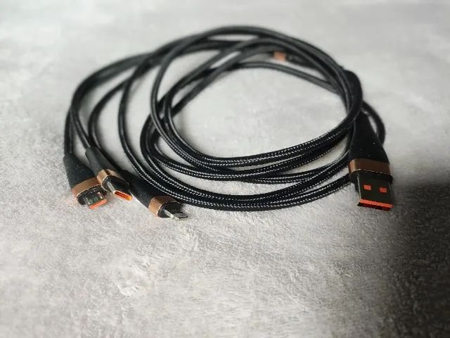 Cabo de carregamento 3 em 1 (tipo c, micro usb e Lightning) 6a - 100w asometech 2m - Foto 6