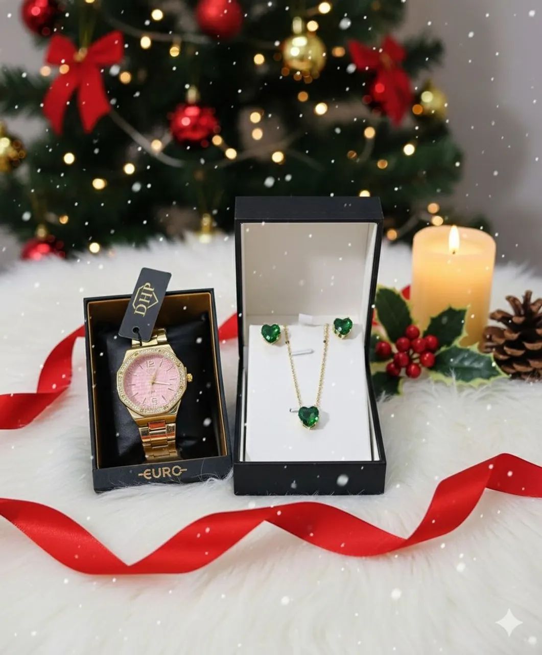 Relógio feminino + conjunto folheado para presentear no natal  - Foto 2