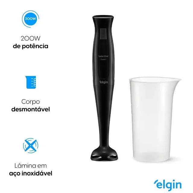 Mixer Turbo Elgin 200W 3 Em 1 Triturador e Fuet Completo Novo + Nota + Garantia - Foto 6
