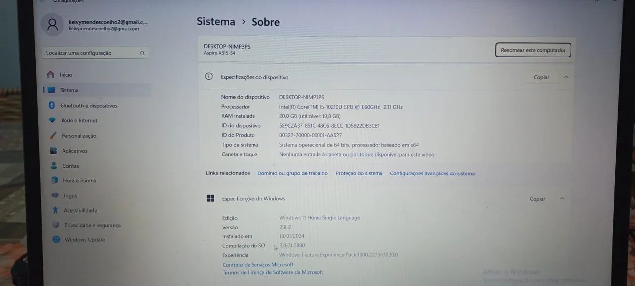 Notebook aspire5 core i5 décima g 20 RAM  - Foto 3