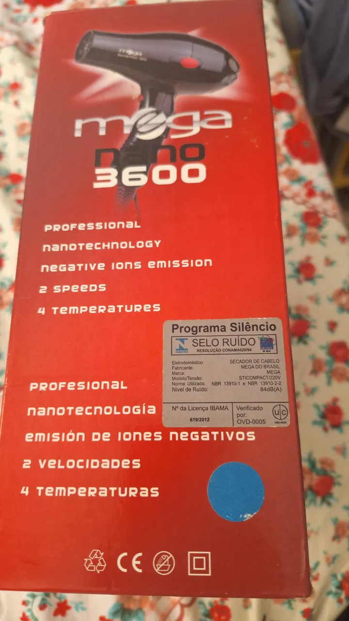 Secador de Cabelo Mega Nano 3600 Profissional