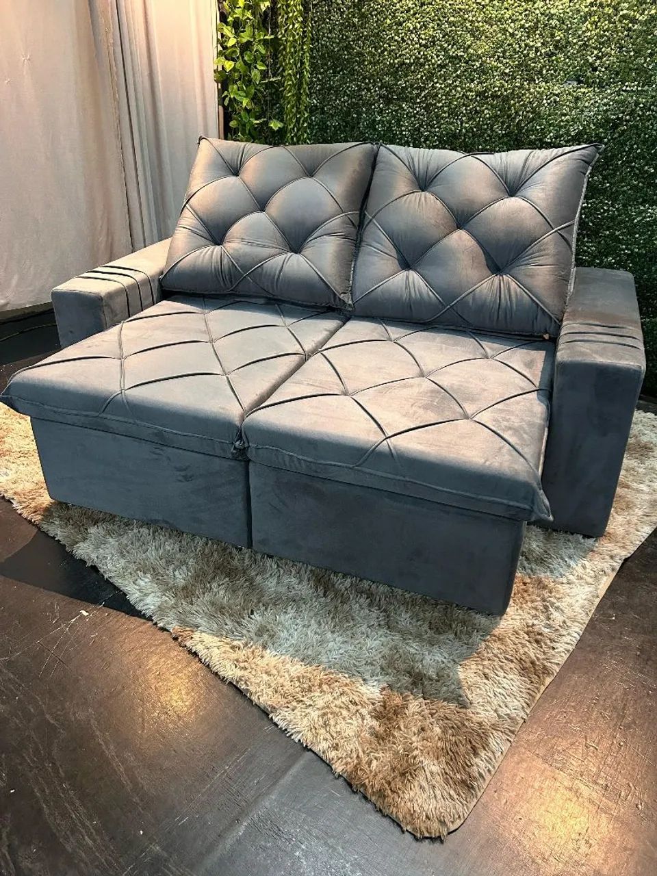 Sofá de Canto 2 Lugares - Cinza - Novo