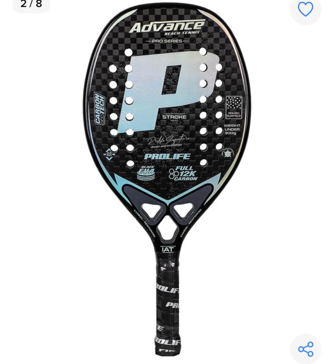 Raquete Beach Tennis Prolife Full Carbono 12k Profissional - Foto 2