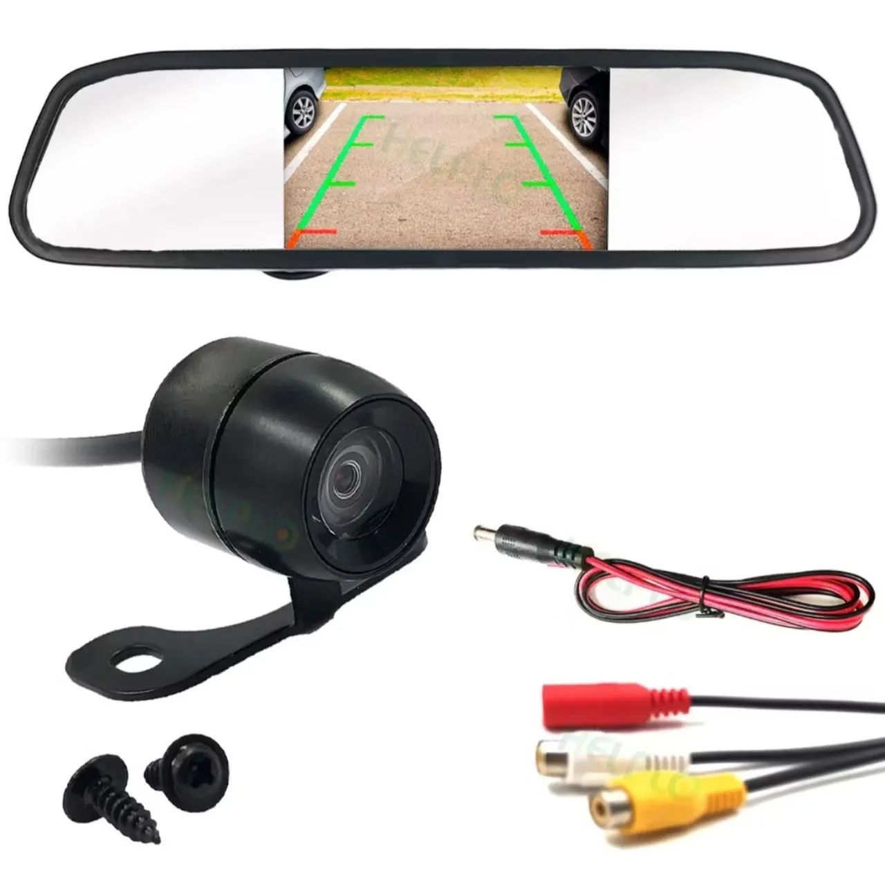 Kit retrovisor universal com tela LCD e câmera de ré para veículos.  - Foto 2