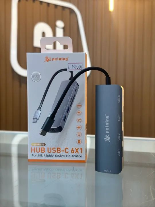 Hub USB-C 6x1 para Celular - Portátil, Rápido, Estável e Autêntico