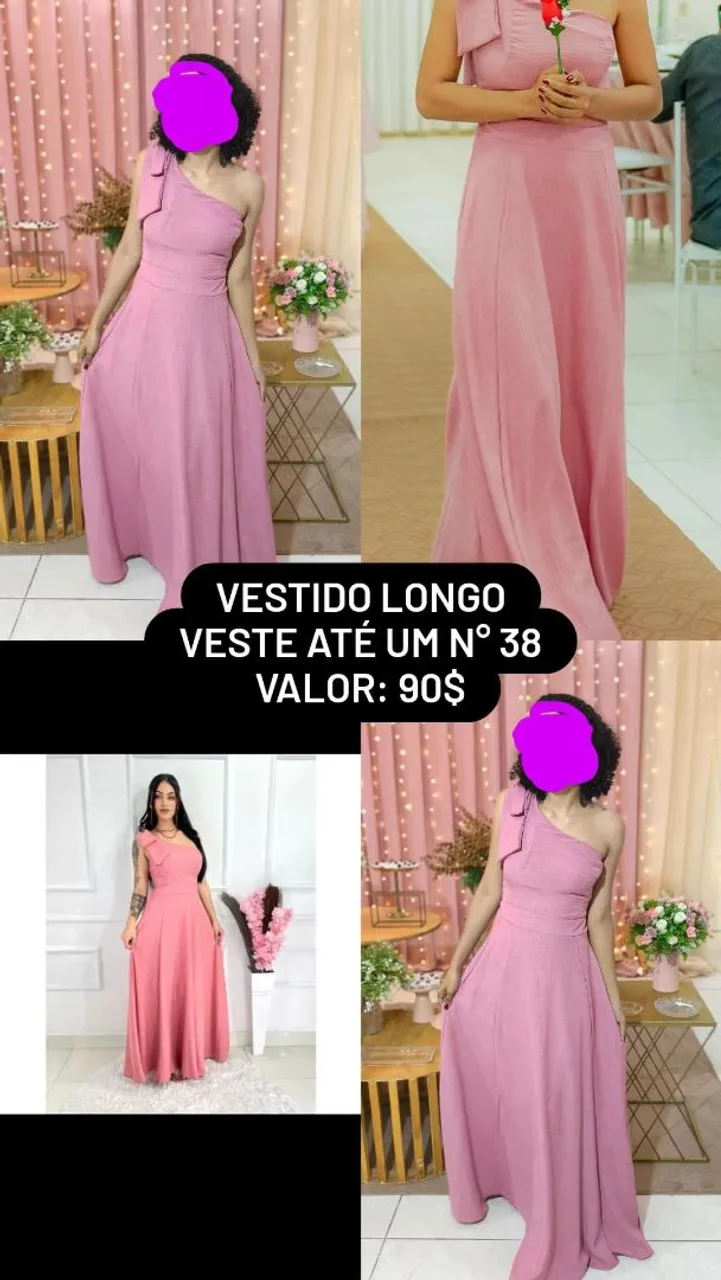 Vestido Longo Rosa Festa - Veste até 38