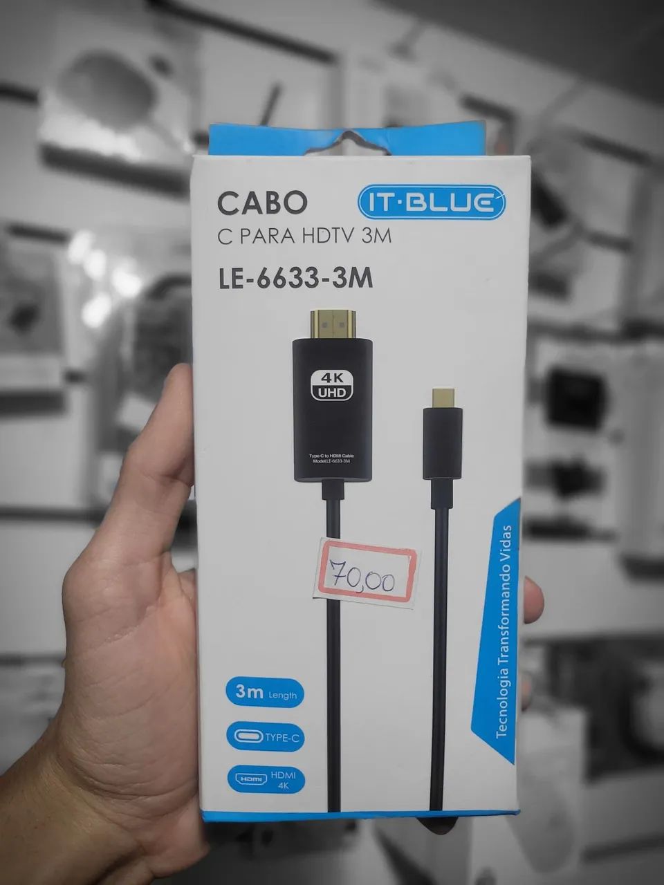 Cabo typoc para hdmi  3metros 