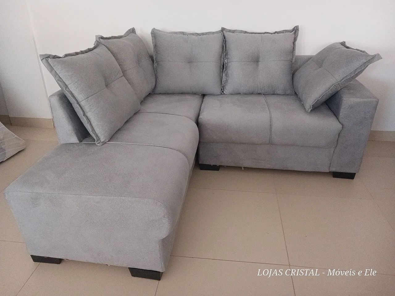 Sofá de Canto Cinza - Novo