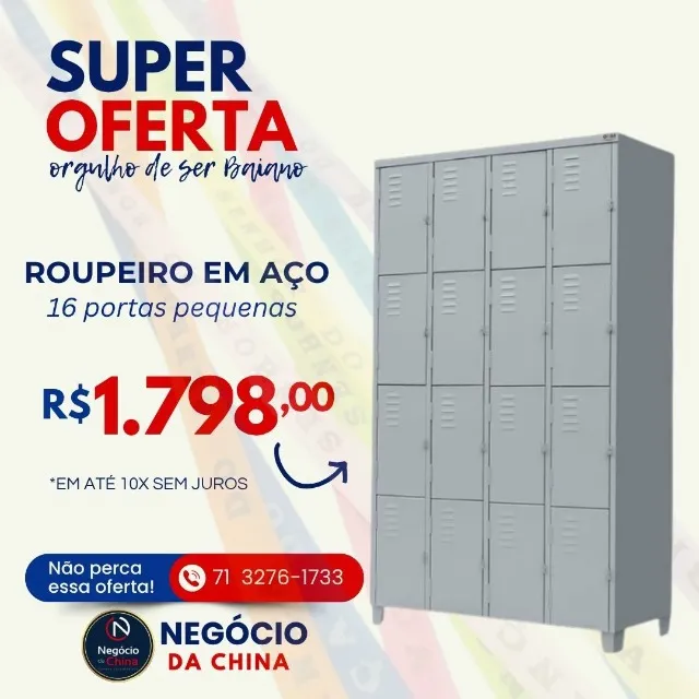 Roupeiro Locker em Aço com 16 portas pequenas