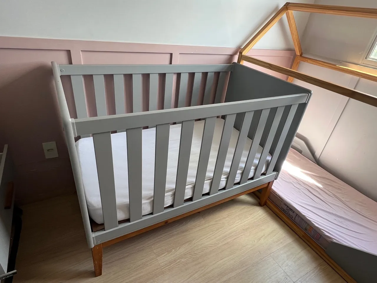 Berço Infantil Cinza Reller
