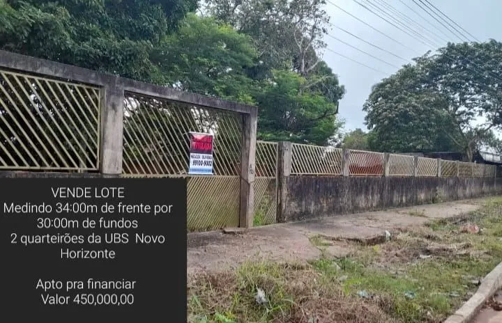 Vende-se Lote urbano, situado no Novo Horizonte