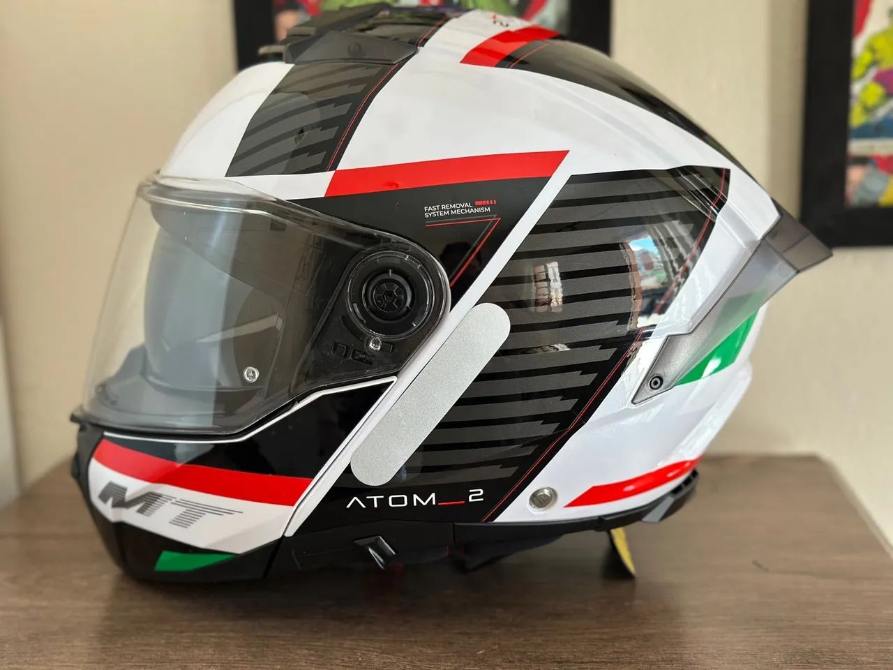 Capacete Moto Atom 2 - Preto/Branco/Vermelho - Foto 3