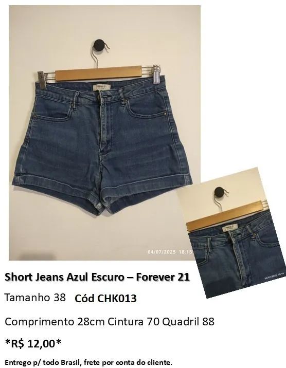 Short Jeans Azul Escuro - Foto 4
