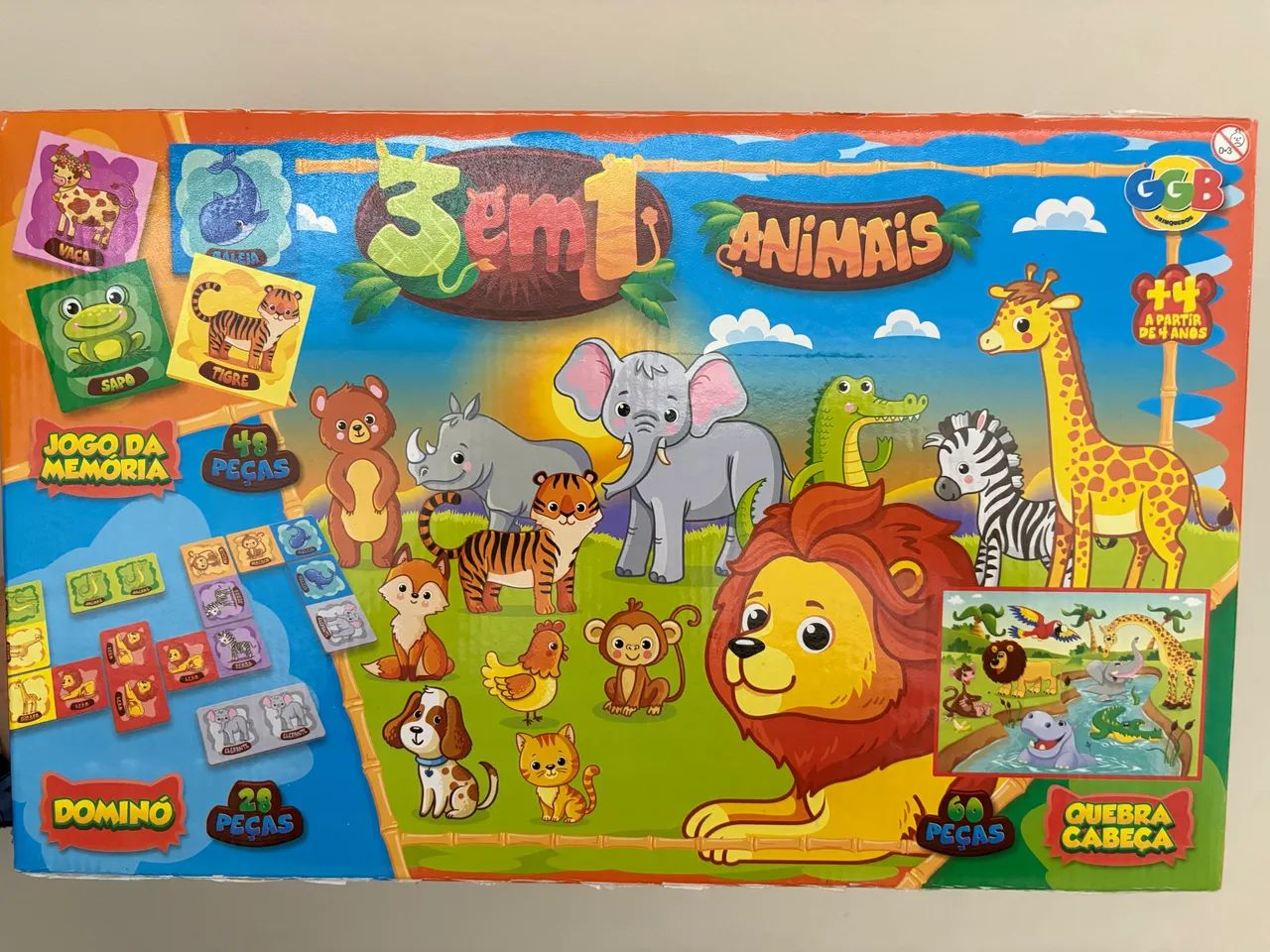 Jogo infantil Animais 3 em 1