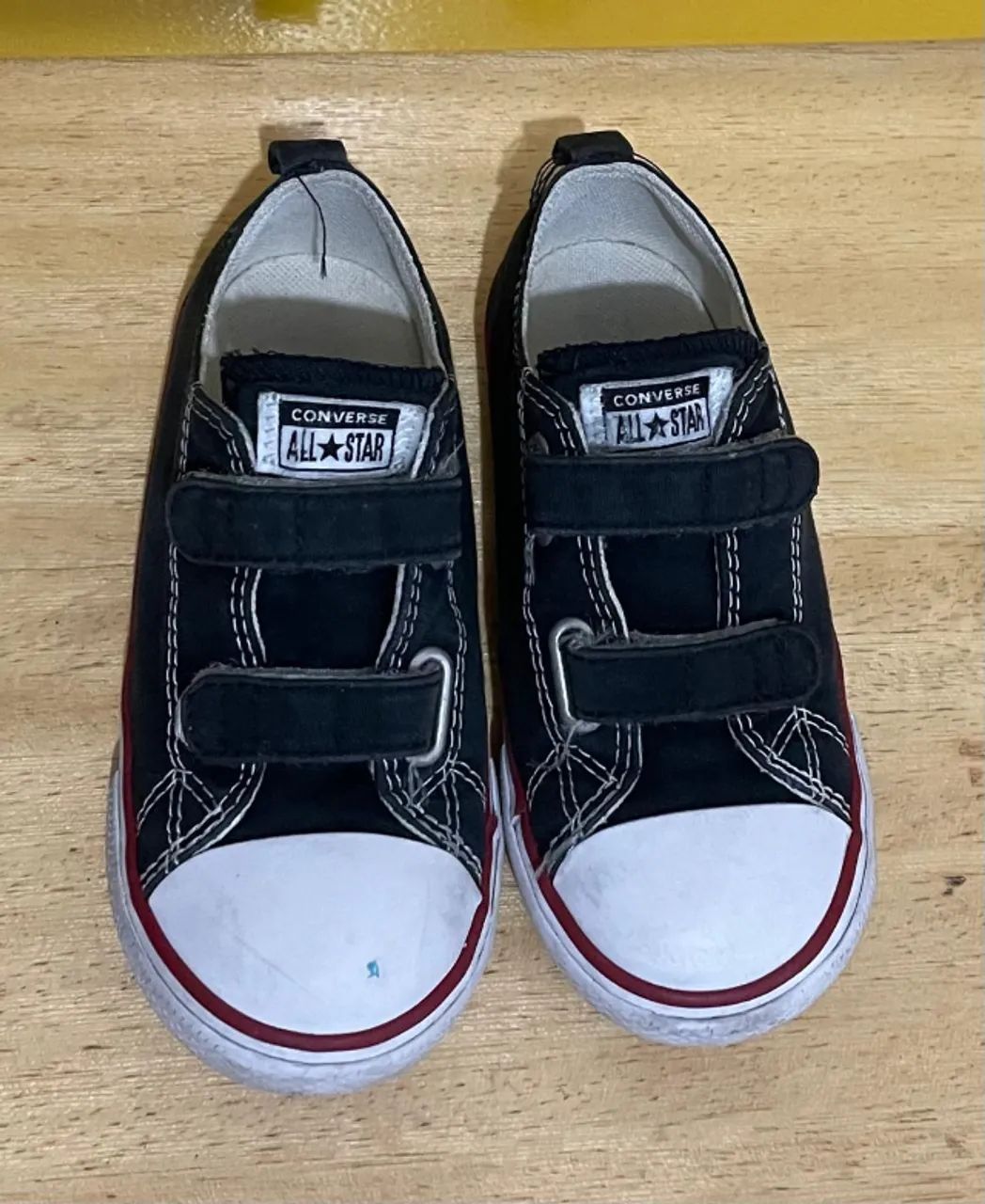 Velcro All Star Infantil Preto Couro All Star Original De Couro