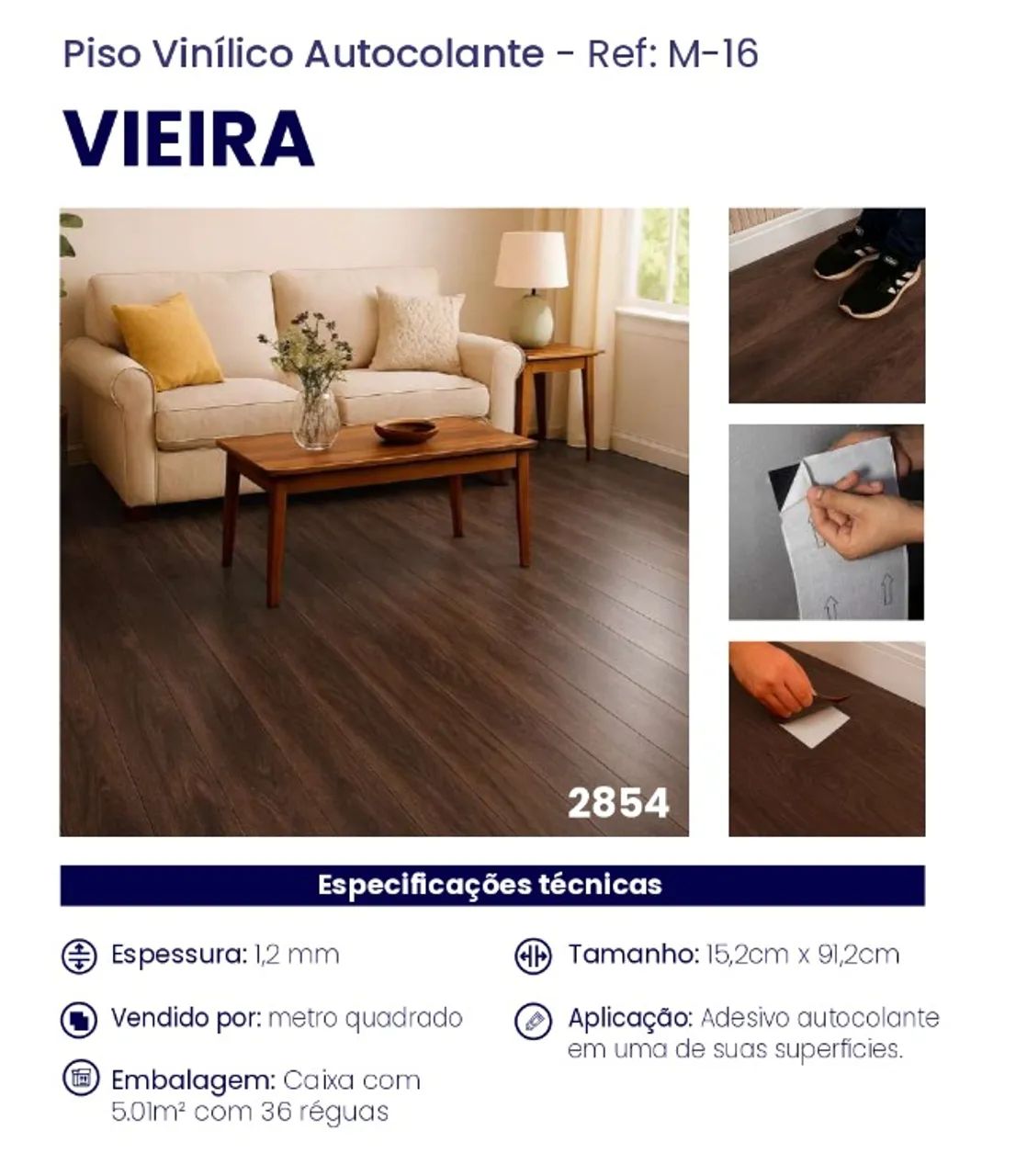 Piso Vinílico Autocolante - várias estampas - Foto 6
