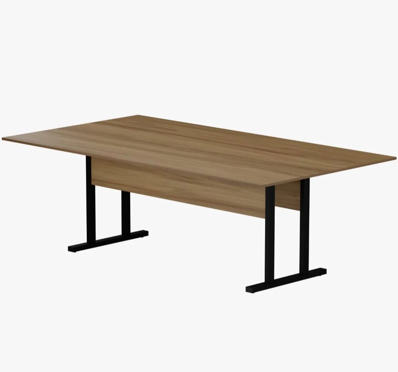 Mesa de Reunião em Madeira com Base em Metal