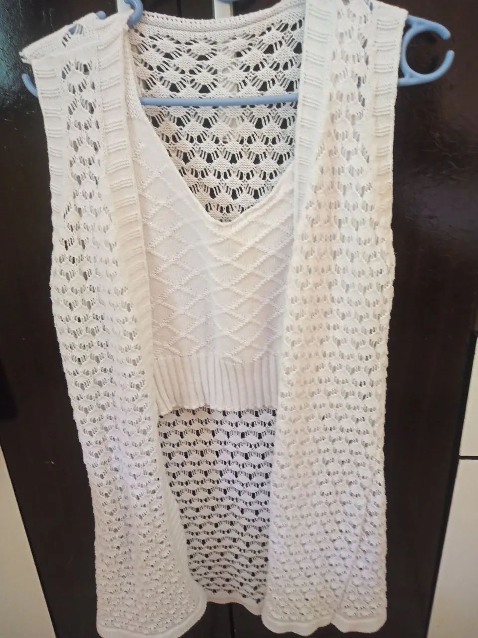 Cardigan branco de tricô - Foto 2