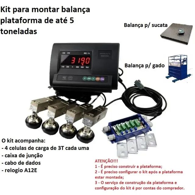 Kit balança plataforma até 5 toneladas, sucata, gado, suíno etc...
