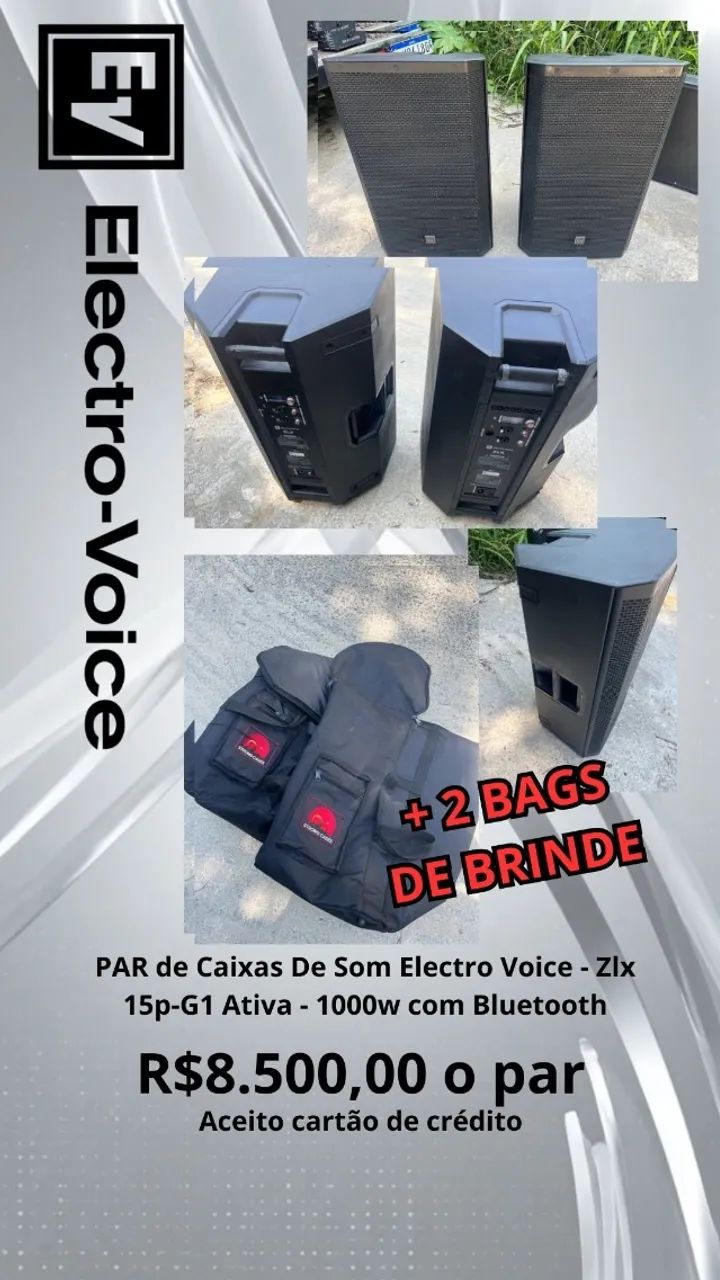 Vendo Caixas ativas Eletrovoice ZLX-15P + 2 bags de brinde - Foto 2
