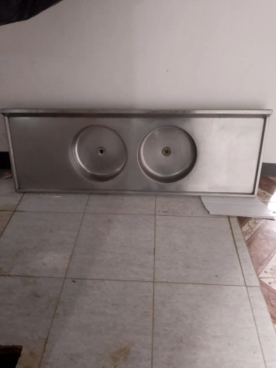 Pia dupla em aço inox