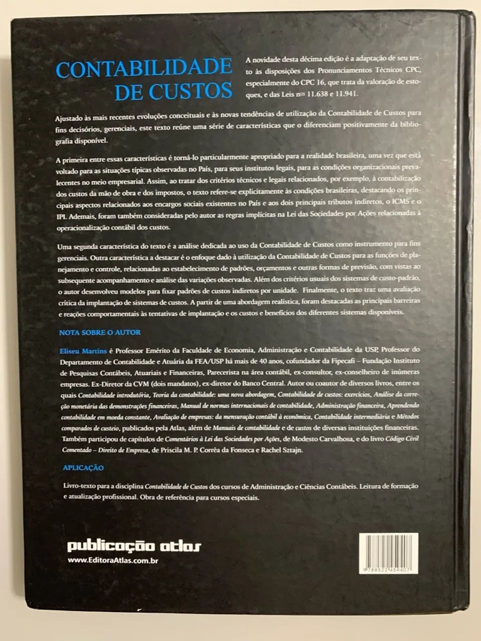 Livro Contabilidade de Custos - 10ª Edição - Eliseu Martins - Foto 2