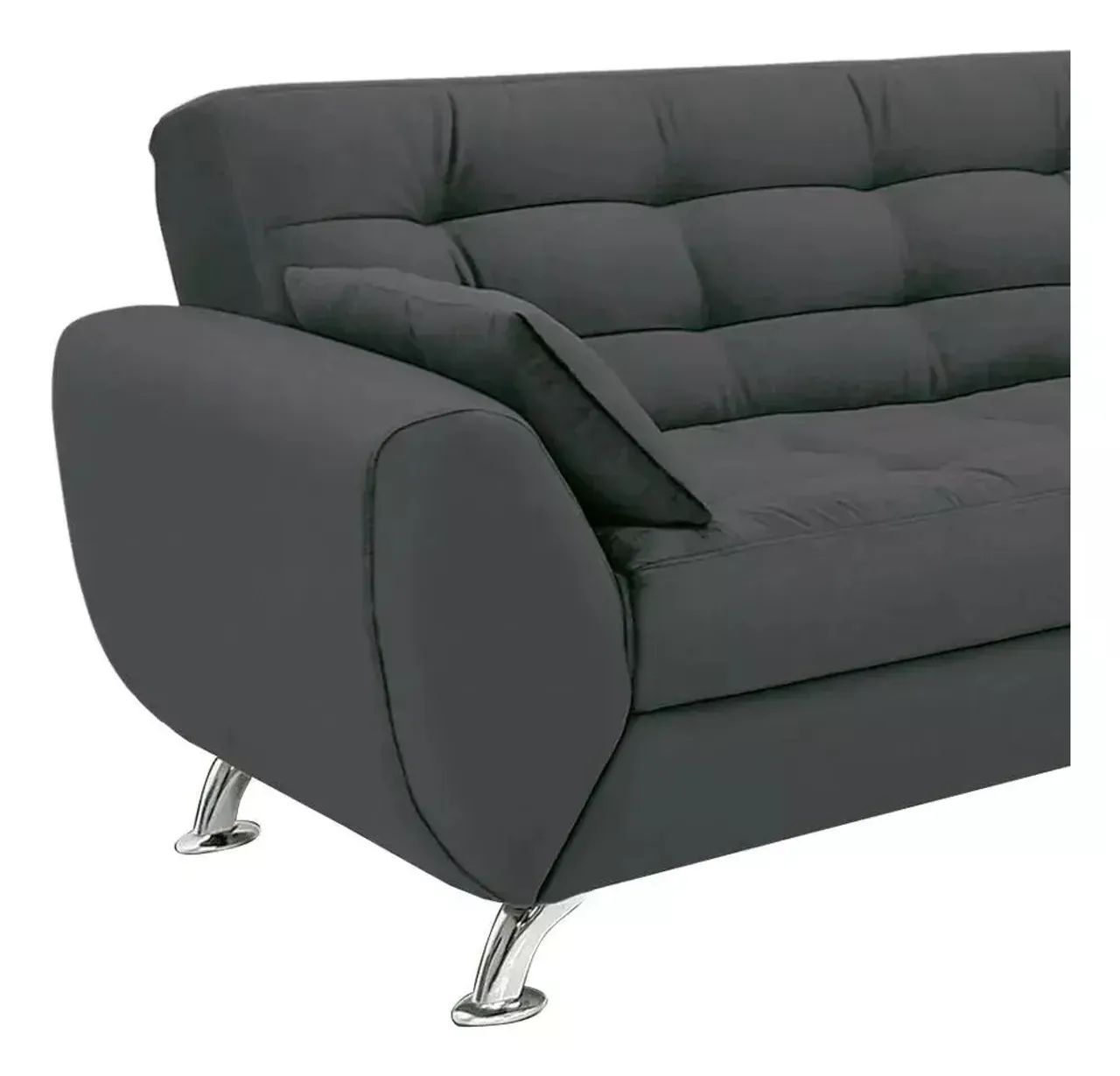 Sofá 3 Lugares Larissa Suede Cinza - Modern  - Foto 4