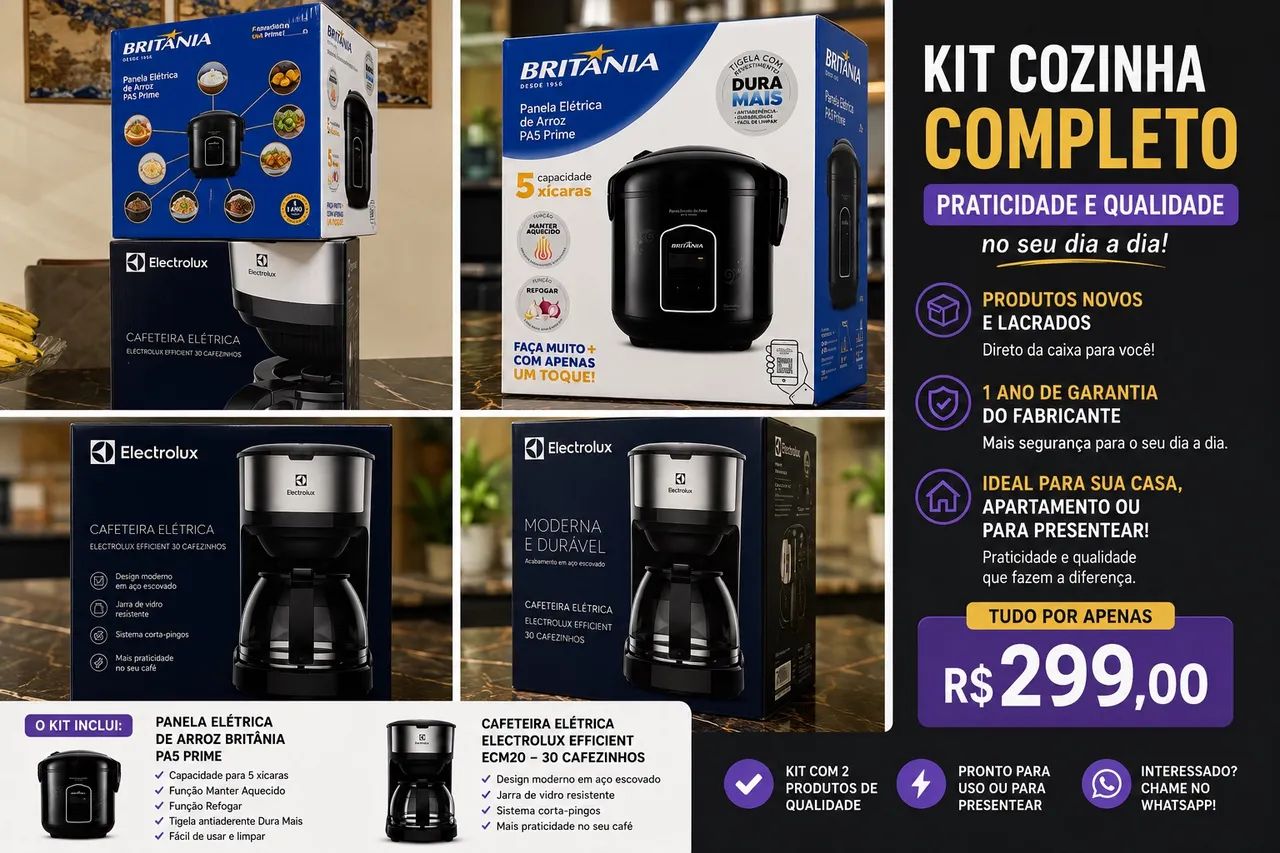 Kit Cozinha Novo Lacrado | Cafeteira Electrolux + Panela Britânia | 