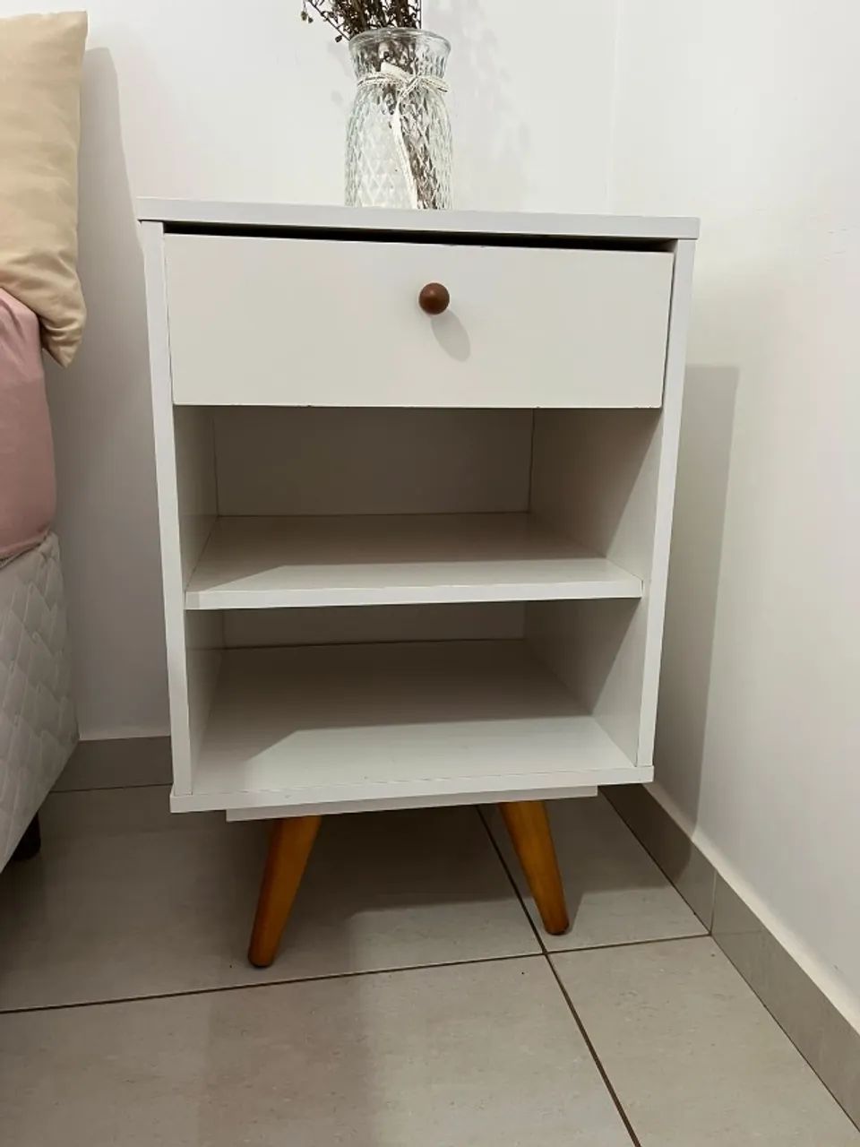 Kit 2 Mesas de Cabeceira Mobly Retrô Plus Branca Acetinado - Foto 5
