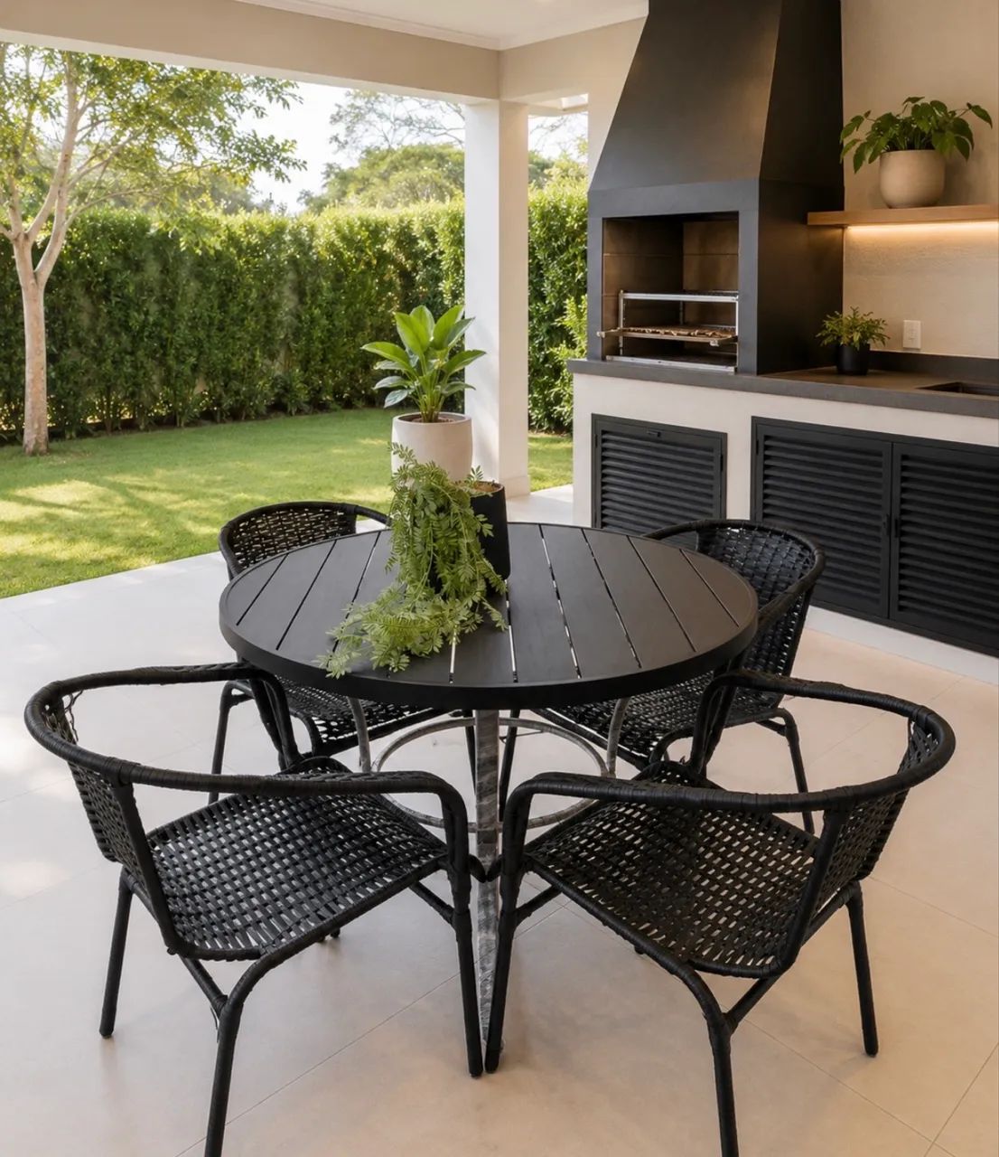 Mesa aluminio ripado área externa cadeira fibra junco