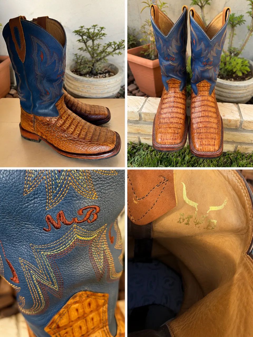 Bota de couro de jacaré