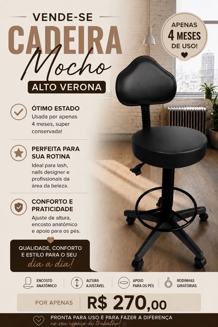 Cadeira Mocho Alto Verona 
