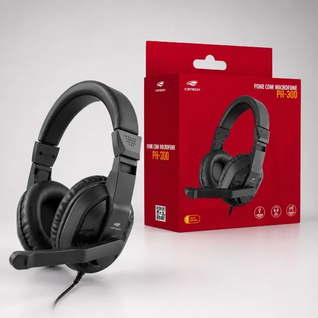 Headset USB com Microfone C3Tech PH-300BK