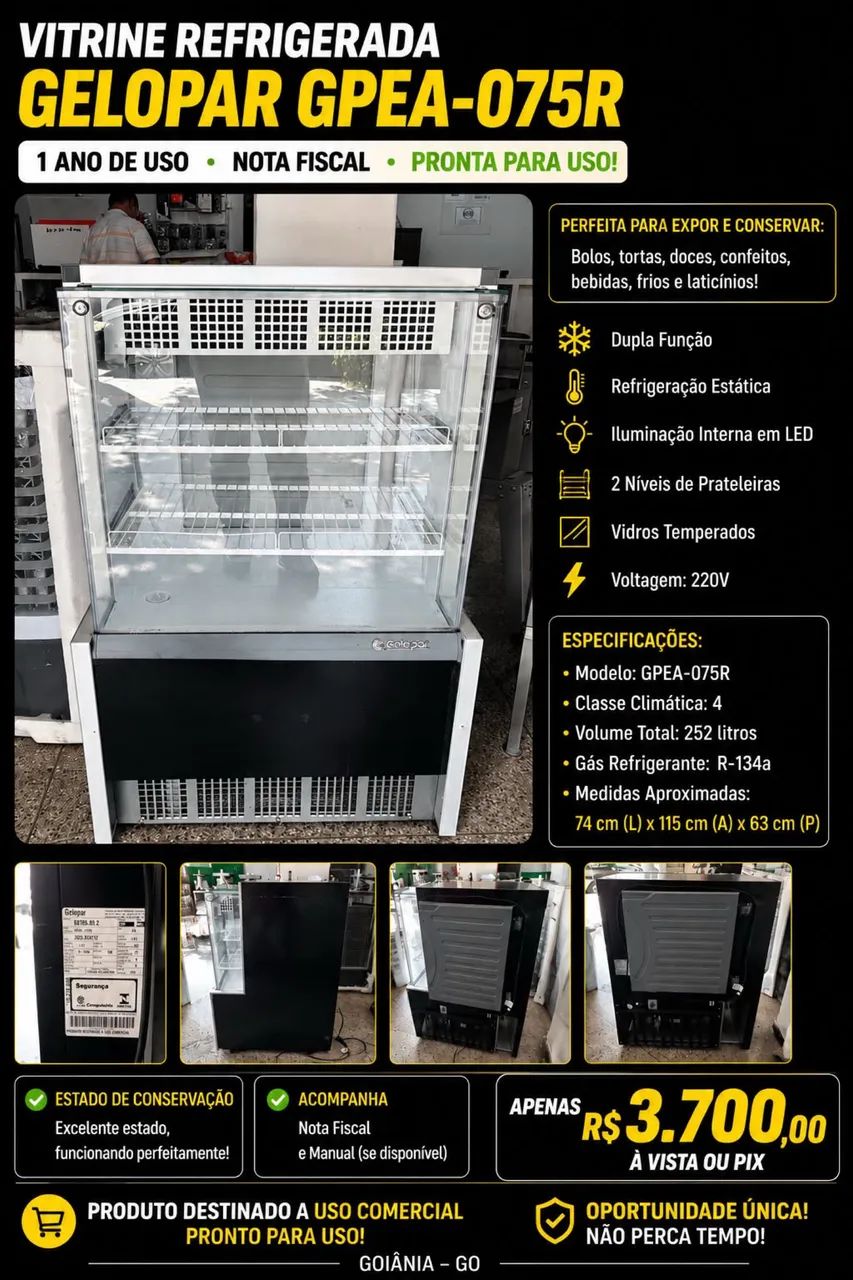 Vitrine Refrigeradora GELOPAR GPEA 075R - Foto 3