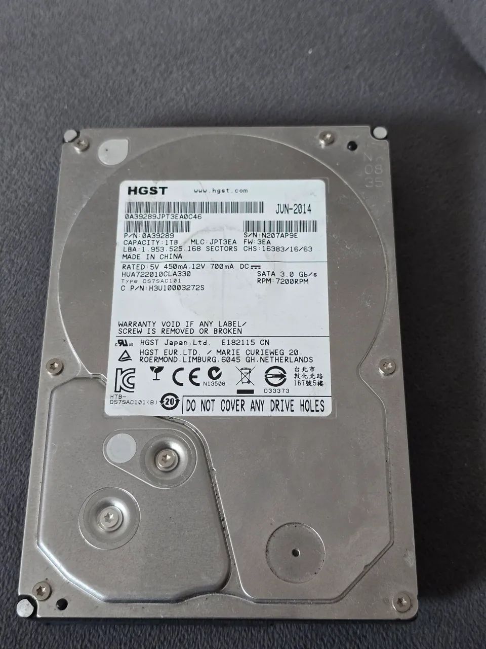 HD 3.5" sata HGST 1TB